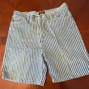 Vintage Faded Glory High Waisted Hickory Stripe Shorts // Blue & White Size 16